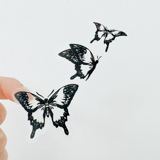 CLEAR 3 Black Butterfly Waterproof Vinyl Sticker