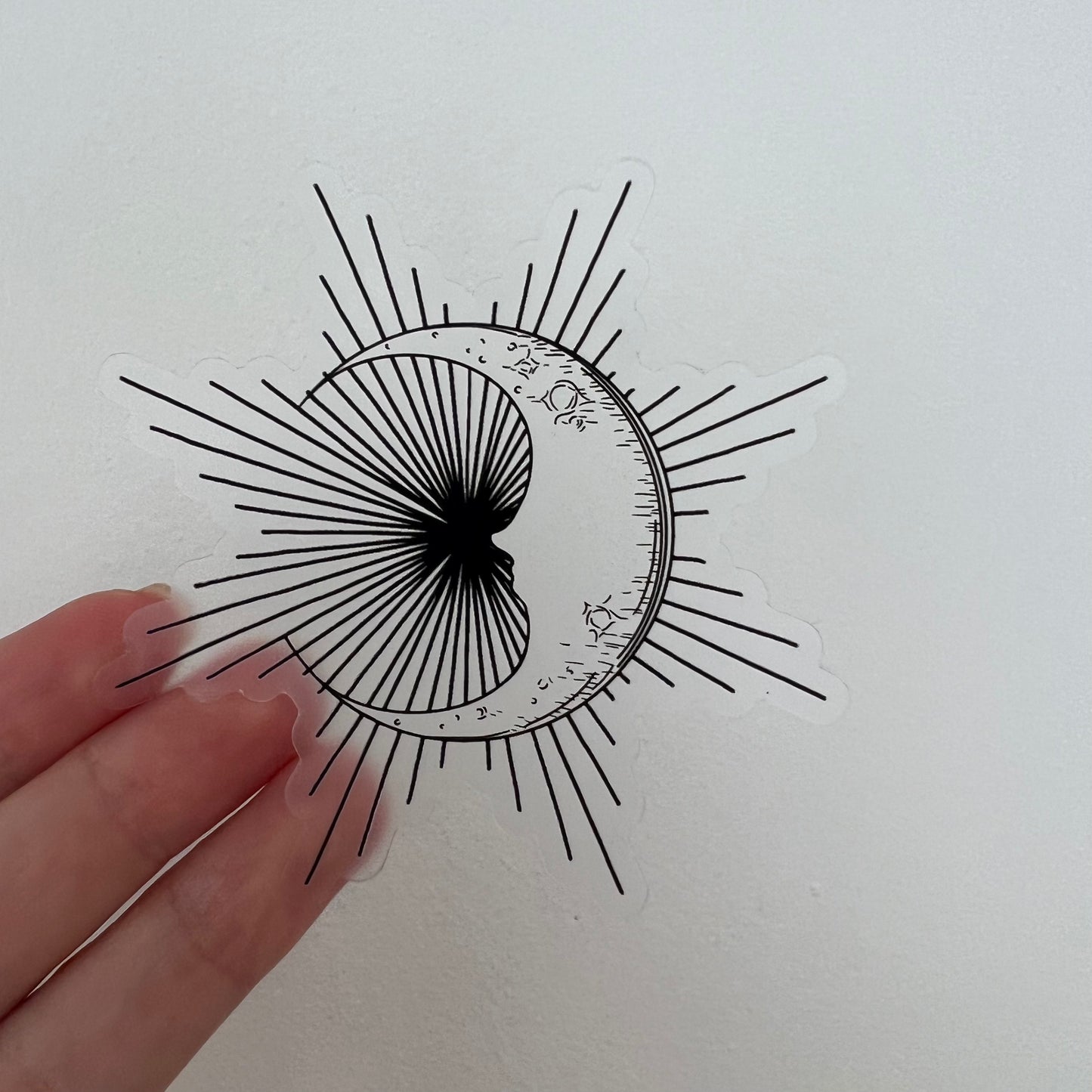 CLEAR Black Sun and Moon Waterproof Vinyl Sticker