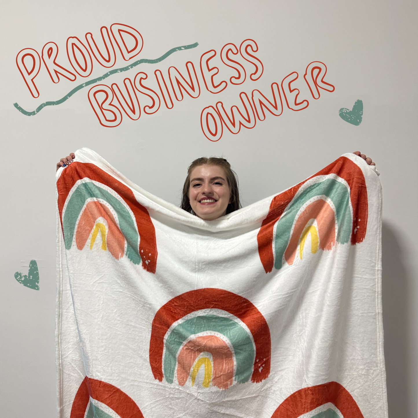 Signature Rainbow White Fleece Blanket