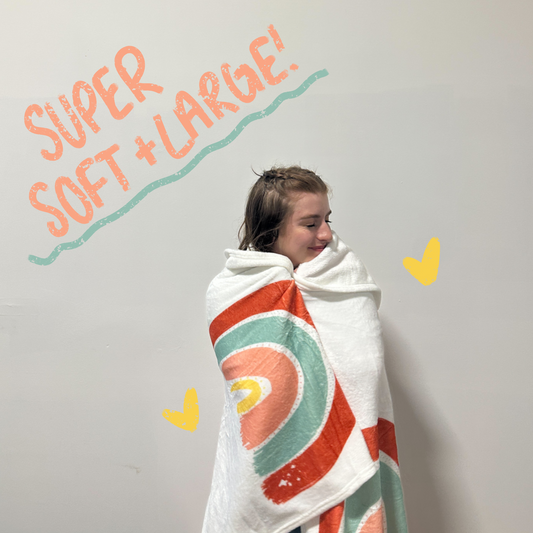 Signature Rainbow White Fleece Blanket