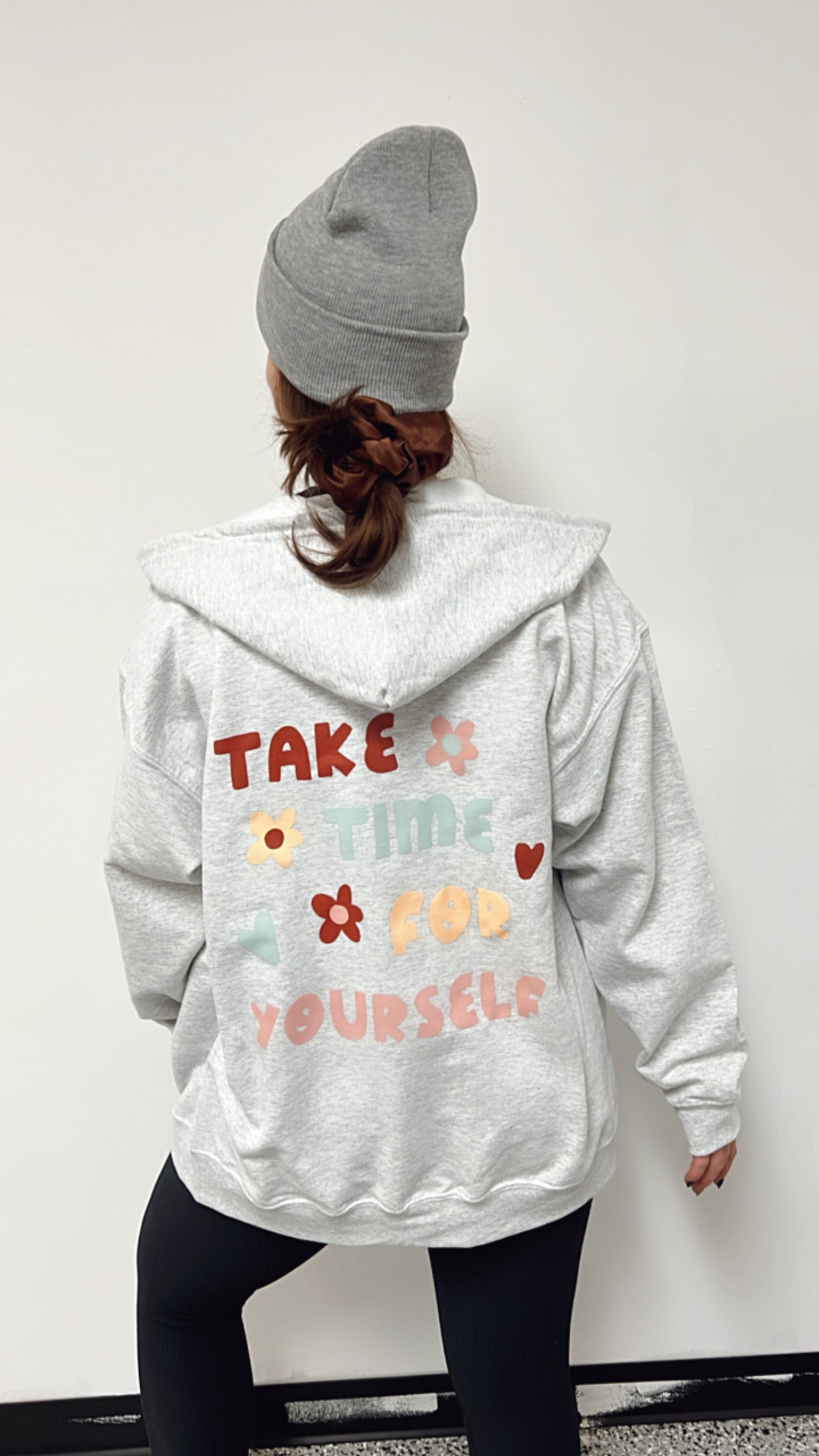 Take Time For Yourself Grey Zip Up Hoodies