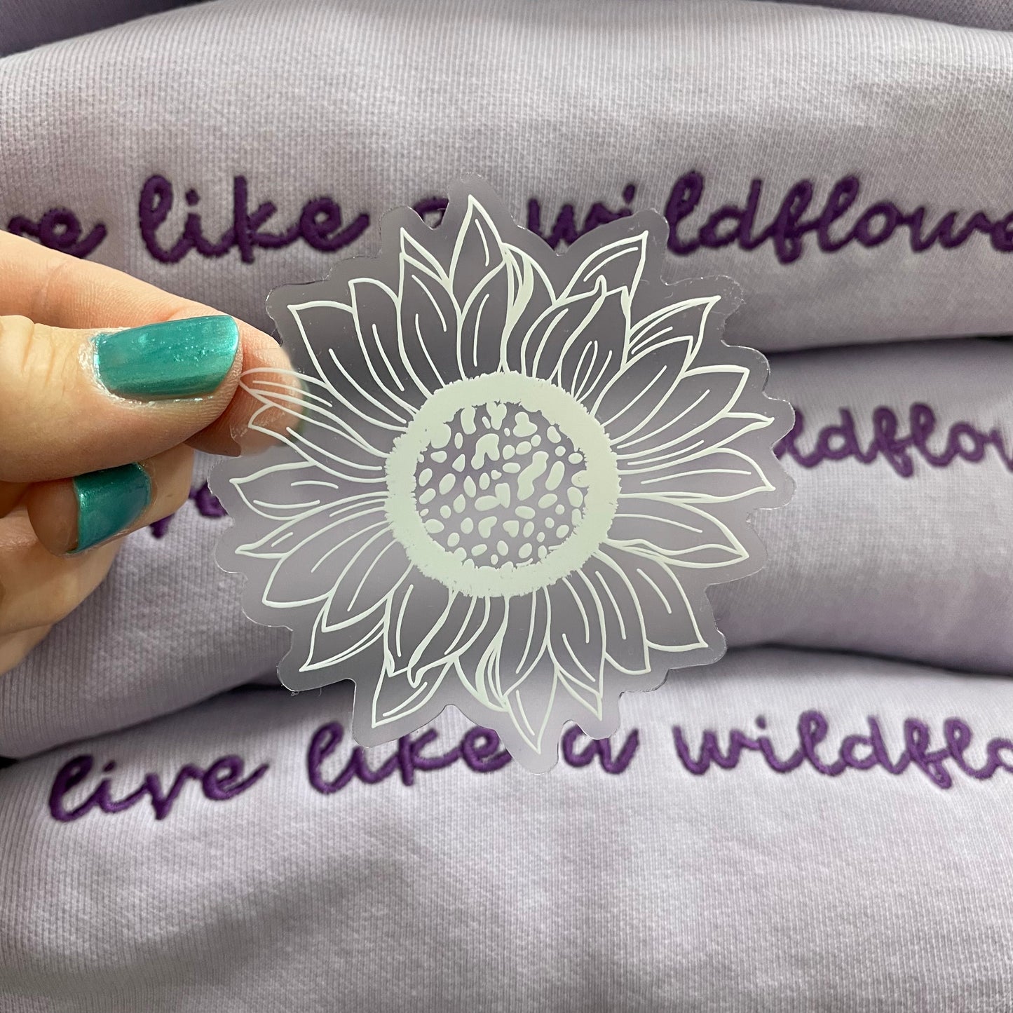 CLEAR White Sunflower Waterproof Vinyl Sticker