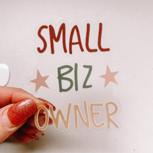 CLEAR Small Biz Owner Star Waterproof Vinyl Sticker