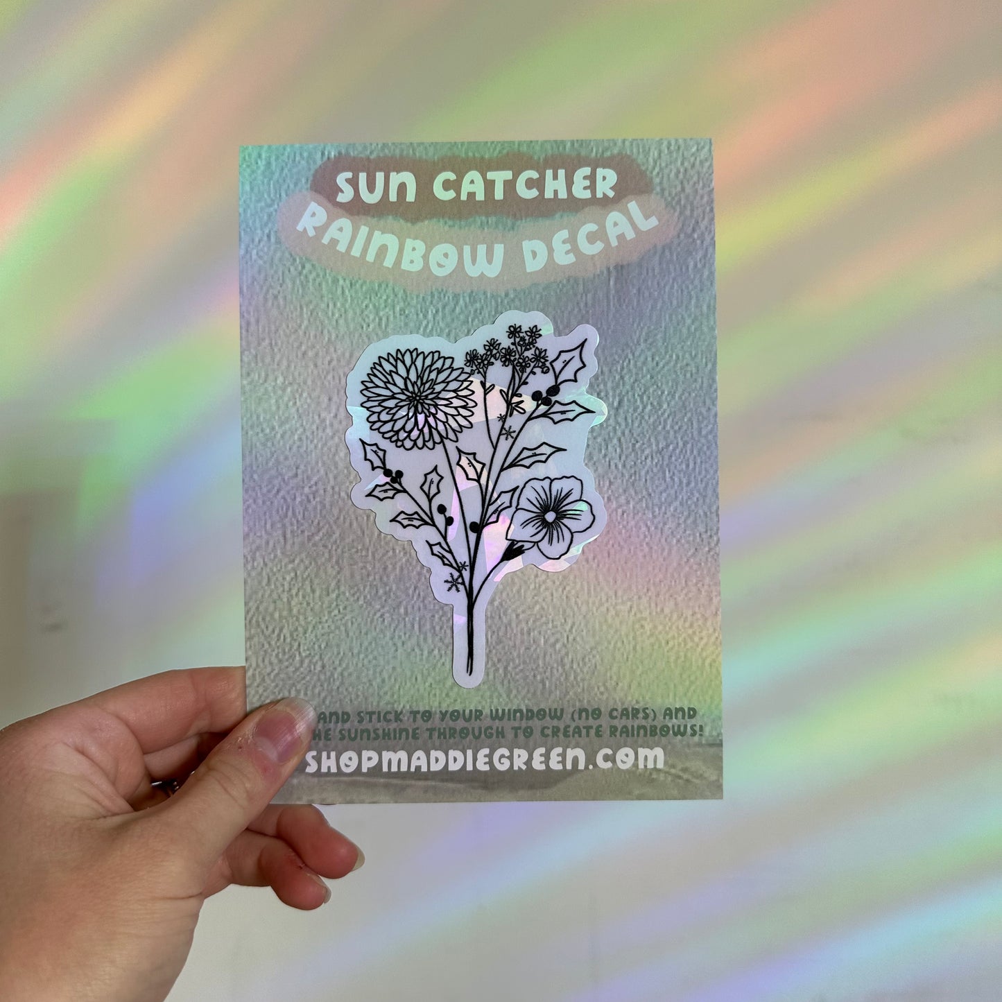 Winter Bouquet Suncatcher Rainbow Window Decal