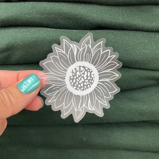 CLEAR White Sunflower Waterproof Vinyl Sticker