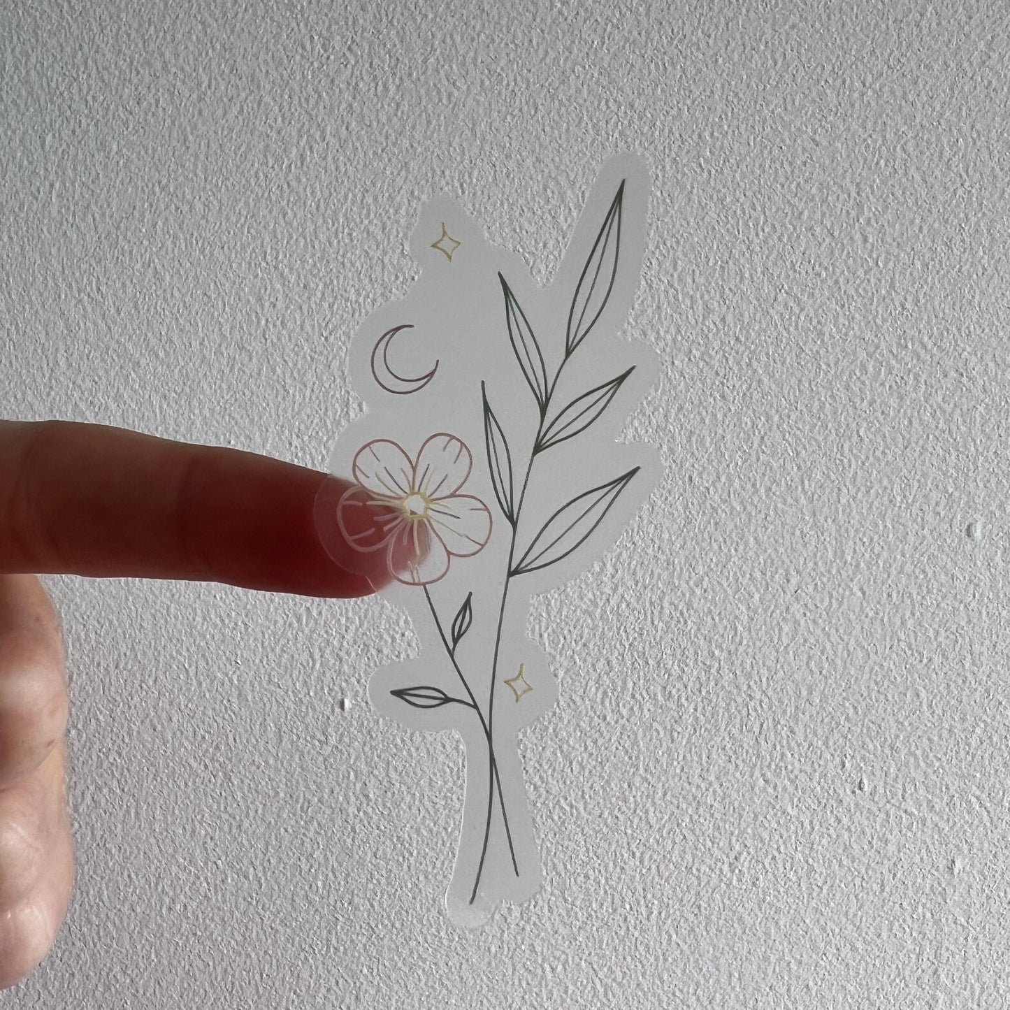 CLEAR Moon Leaf Flower Waterproof Vinyl Sticker