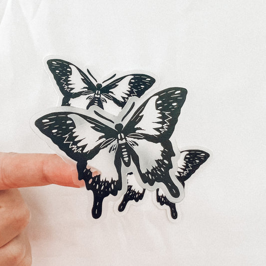 CLEAR Black Butterfly Waterproof Vinyl Sticker