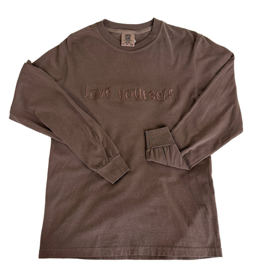 Gingerbread Brown Embroidered Love Yourself Long Sleeve
