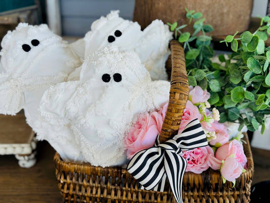 Vintage Chenille Ghost Pillow
