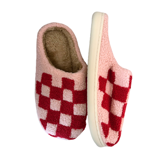 Pink & Red Checkered Slippers