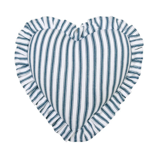 Heart Blue Striped Throw Pillow