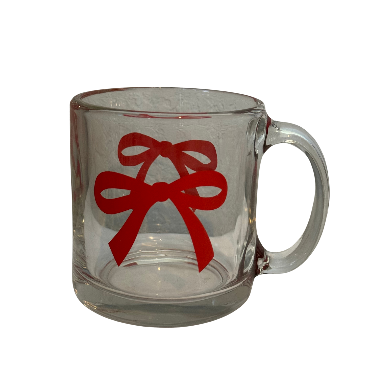 Red Bow Clear Glass Mug