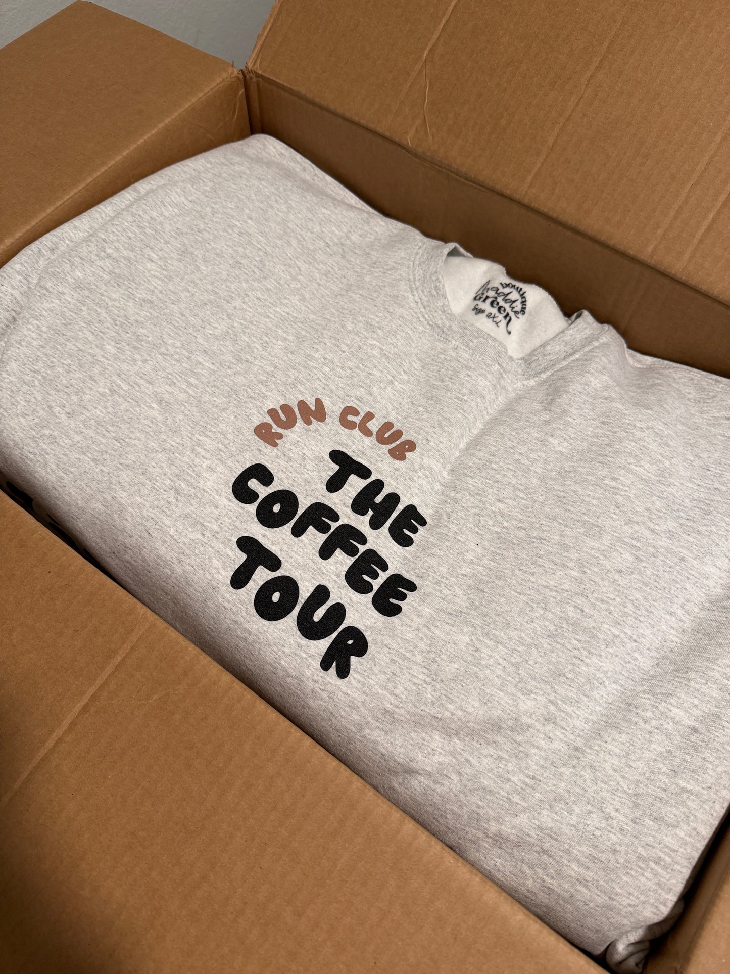 Light Grey The Coffee Tour Run Club Crewneck Sweatshirt