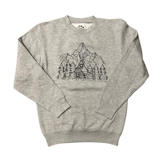 Grey Winter Cottage Crewneck Sweatshirt