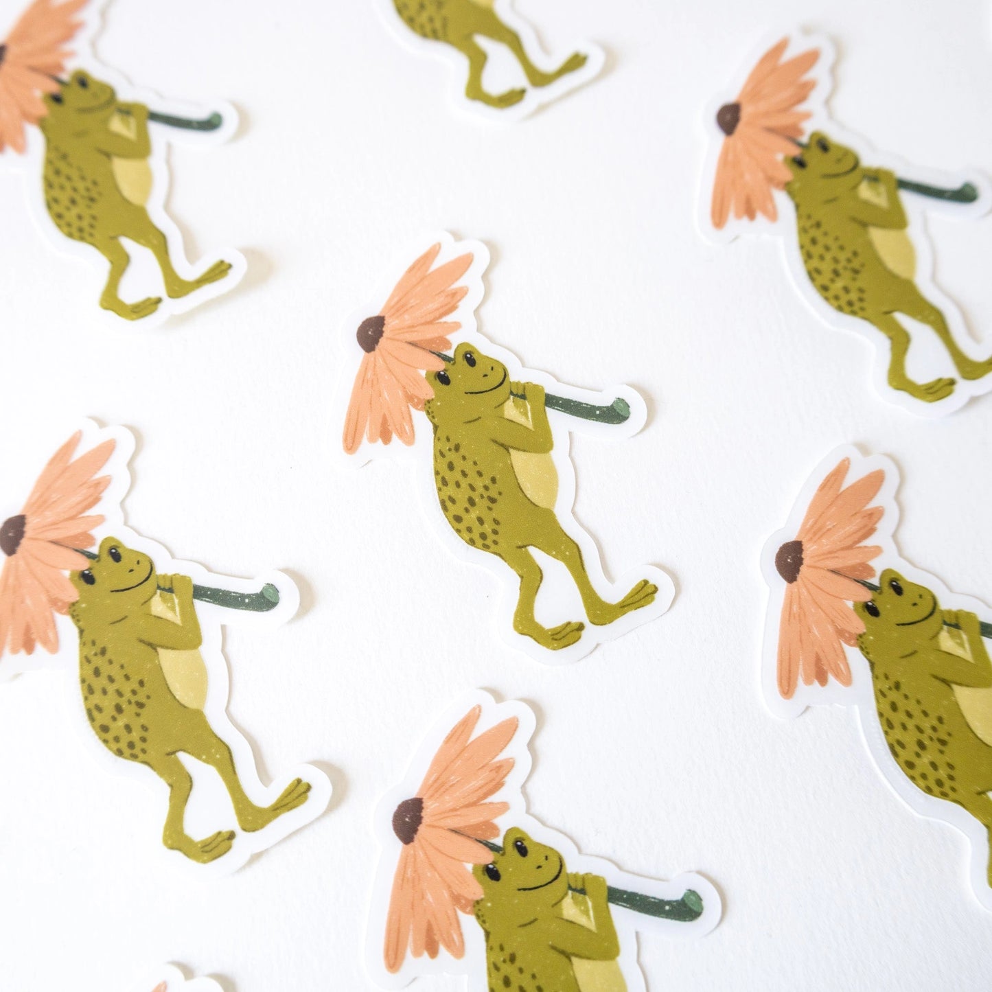 Flower Frog Waterproof Clear Vinyl Sticker
