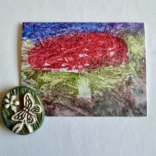 Playful Forest Mushroom Original Painting Digitized Greeting Card with Traditional  White Envelope