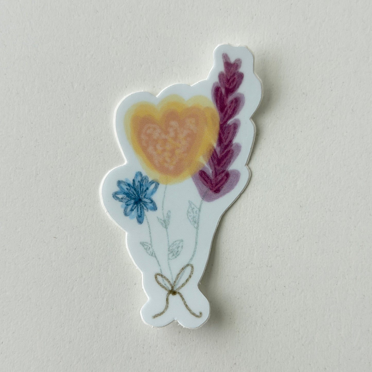 Light Blue Watercolor Flower Bouquet Waterproof Vinyl Sticker