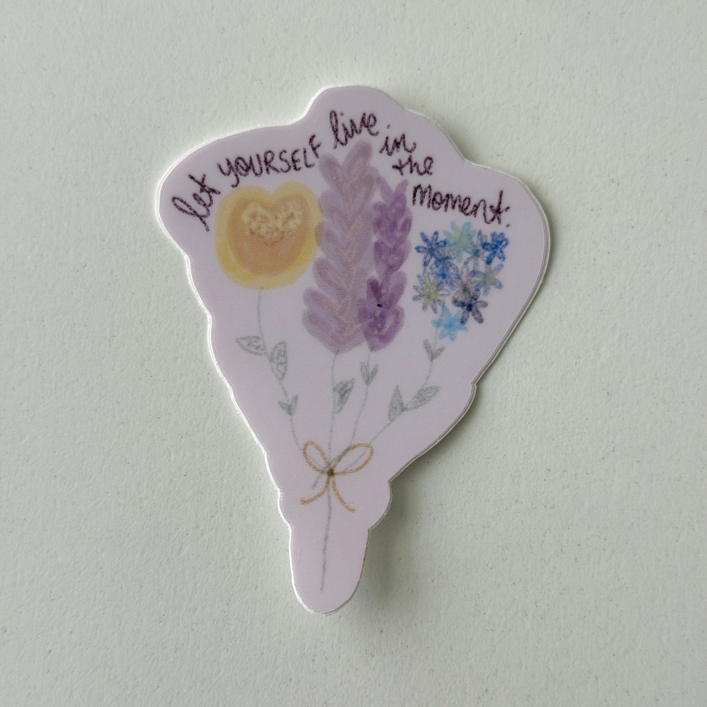 Light Purple Live in The Moment Watercolor Flower Bouquet Waterproof Vinyl Sticker