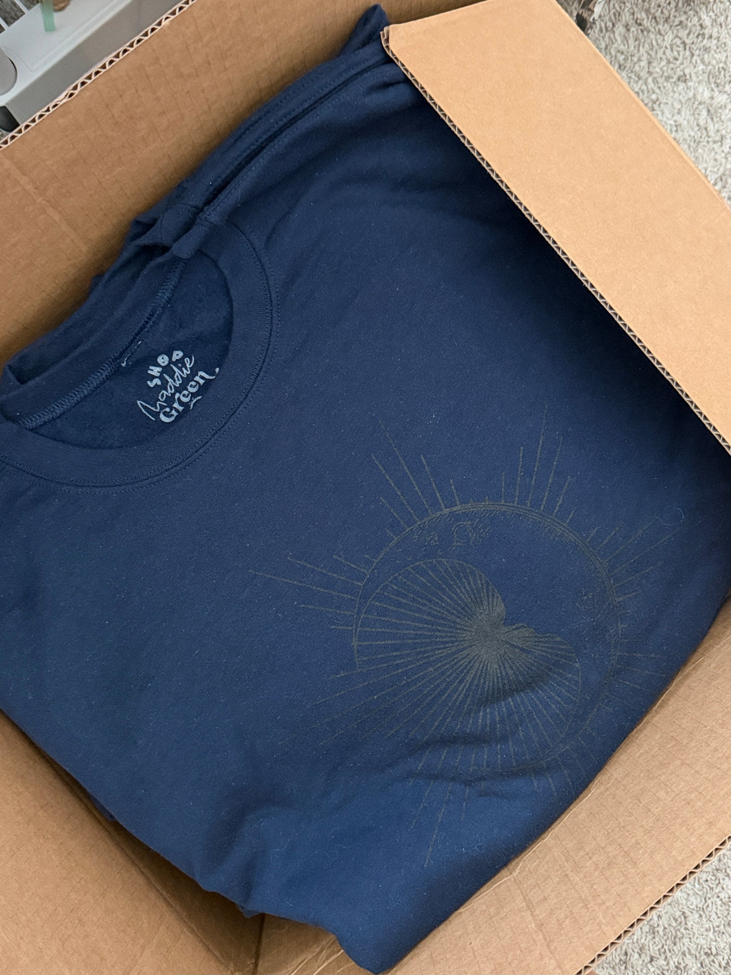MISPRINT Navy Blue & Black Sun & Moon Crewneck Sweatshirt