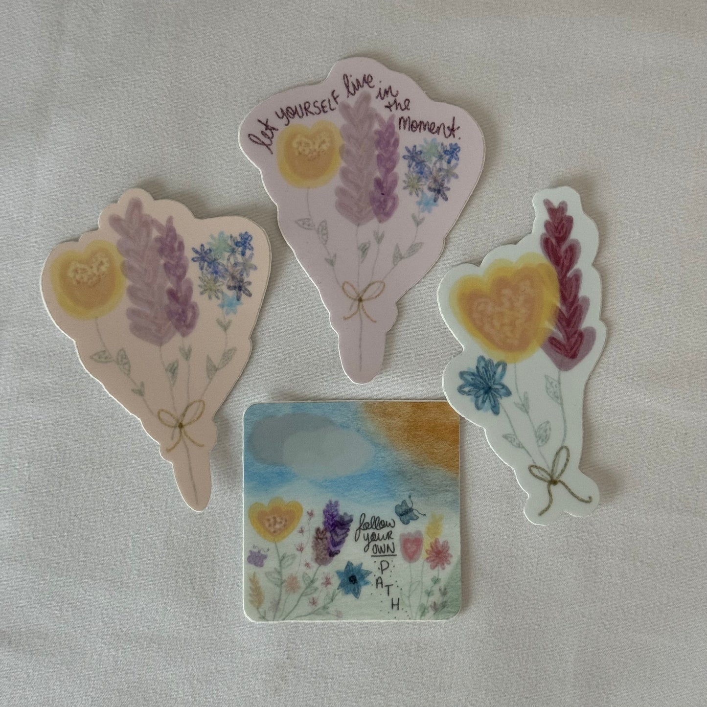 Watercolor Floral Waterproof Vinyl Sticker Pack (4)