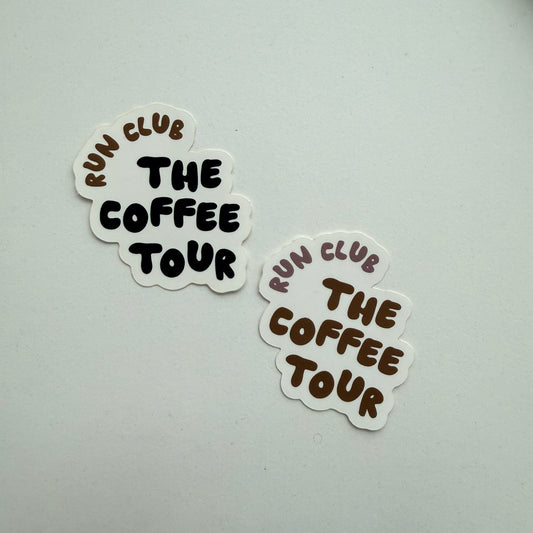 Mini The Coffee Tour Run Club Waterproof Vinyl Sticker