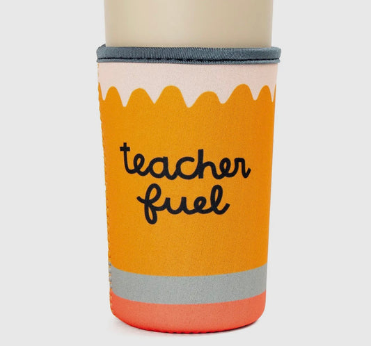Teacher Fuel Pencil Iced Coffee Sleeve Coozie
