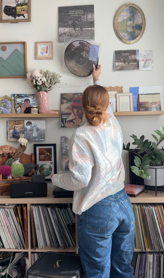 Quilted Patchwork Mockneck Sweatshirt