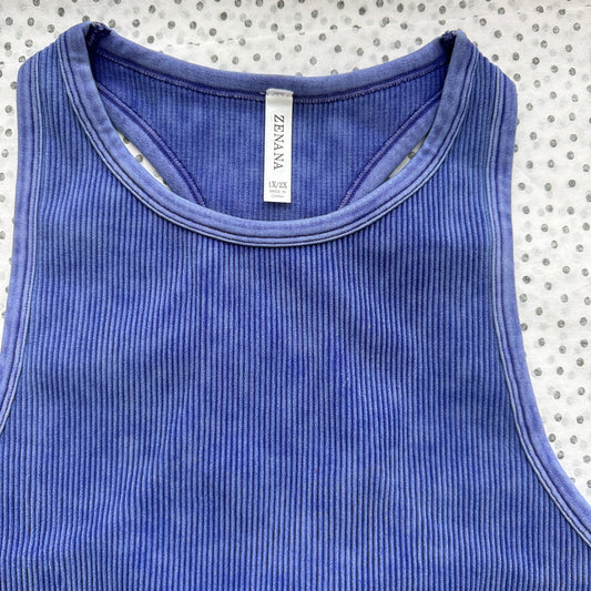 High-Neck Ribbed Seamless Cropped Tank Top