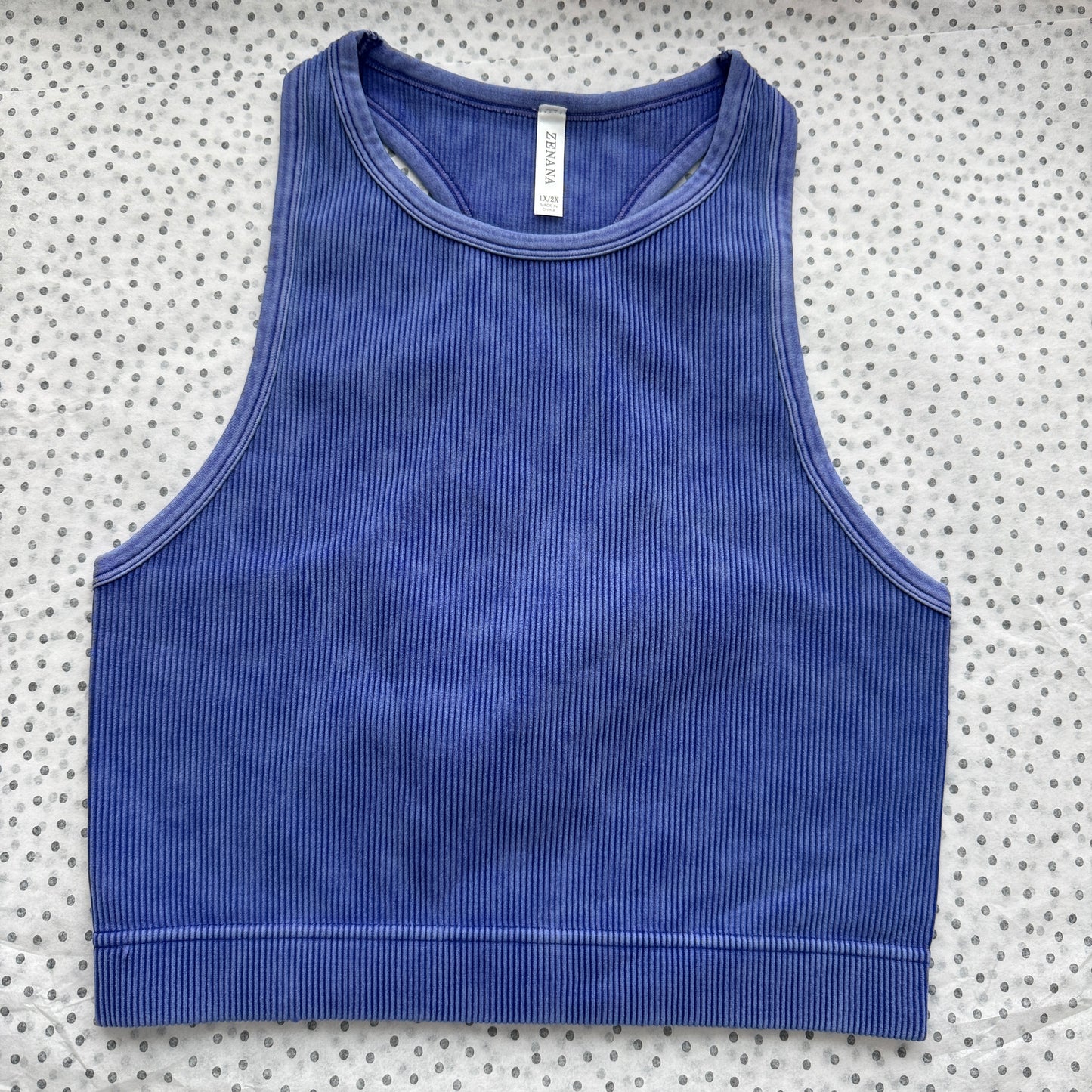 High-Neck Ribbed Seamless Cropped Tank Top