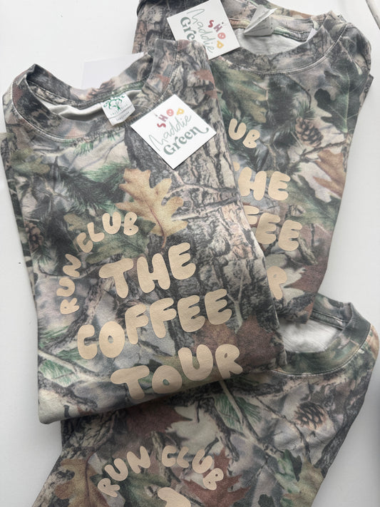 PRE ORDER Camo Boxy The Coffee Tour Run Club Tshirt