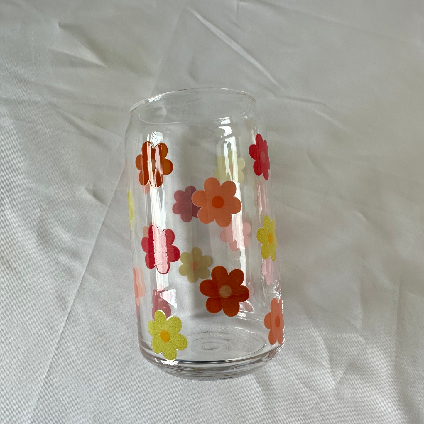 Floral Glass Can Cup