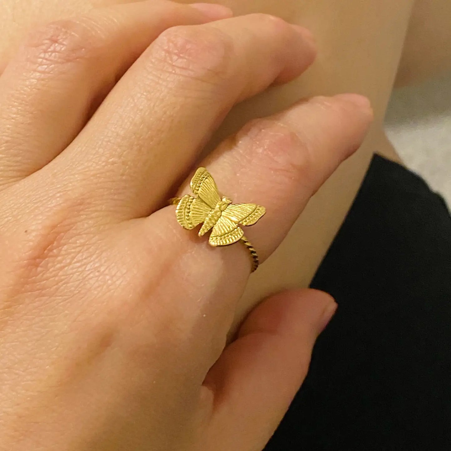 Butterfly Gold Plated Adjustable Ring