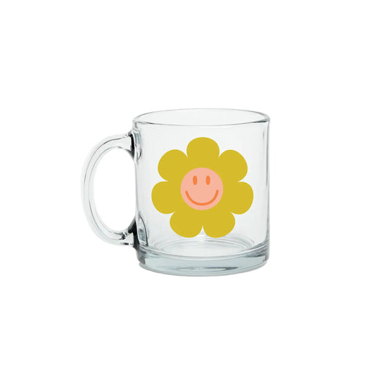 Smile Daisy Clear Glass Mug