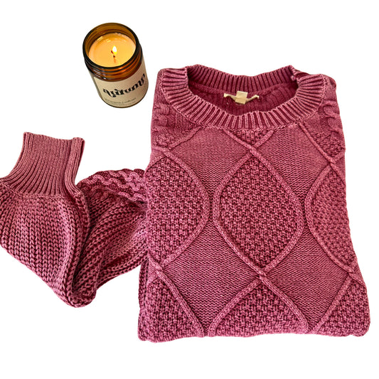 Maroon Cable Knit Sweater