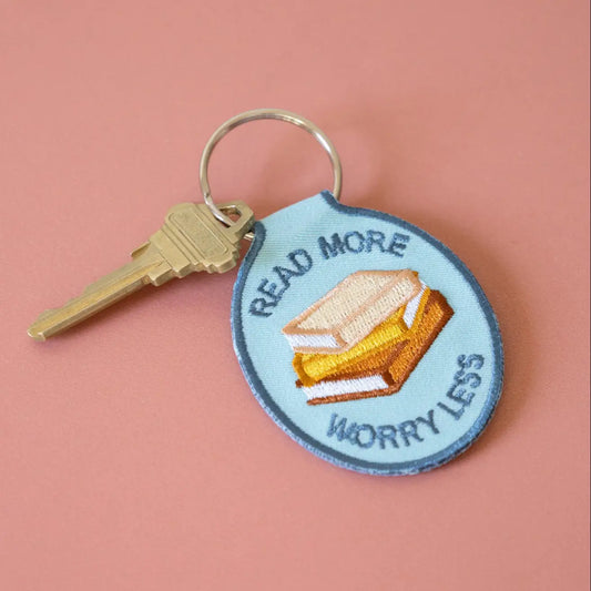 Books Embroidered Keychain