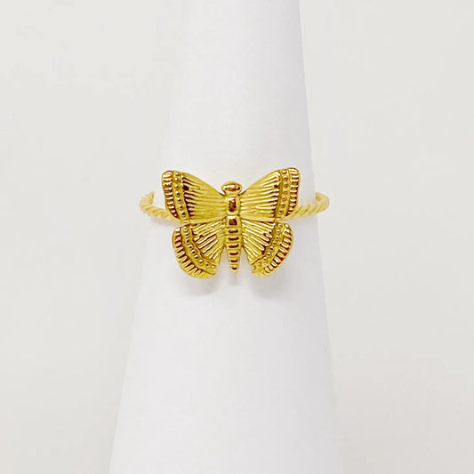 Butterfly Gold Plated Adjustable Ring