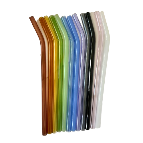 Colorful Reusable Glass Straws 8in