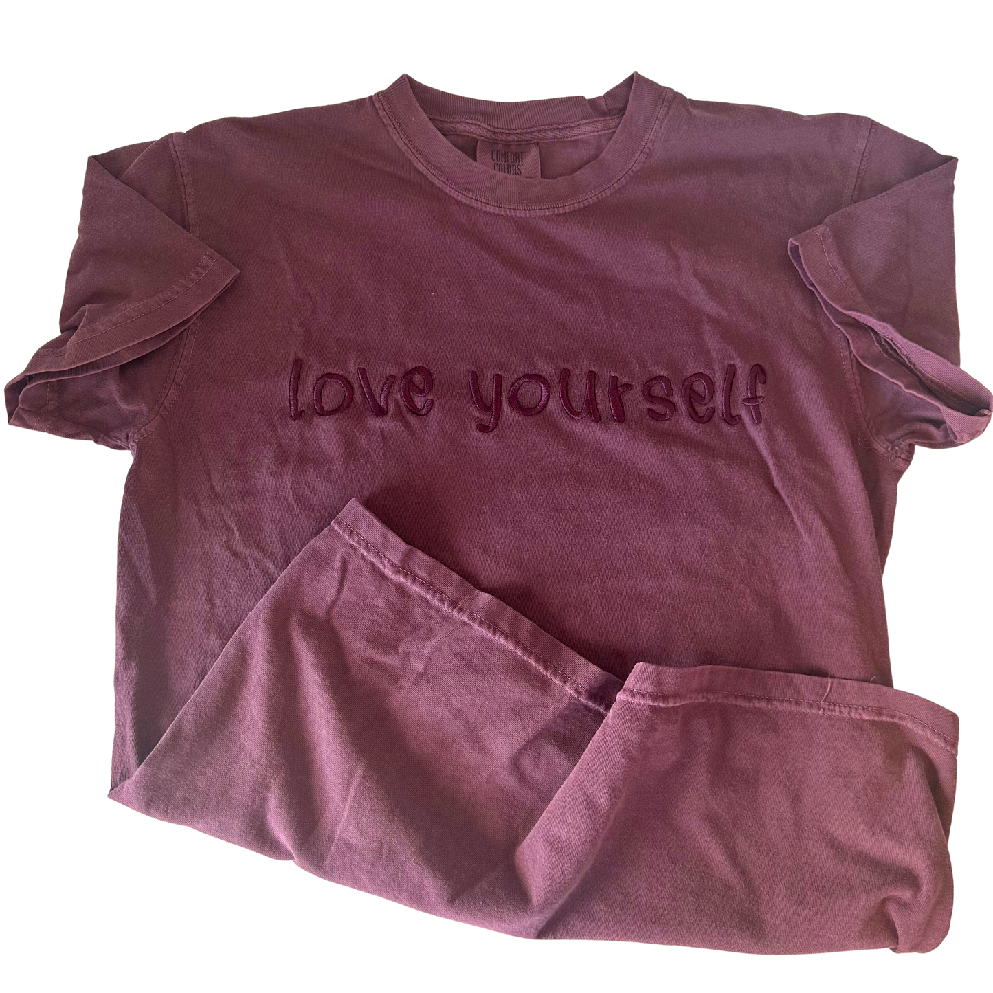 Vineyard Purple Embroidered Love Yourself T-shirt