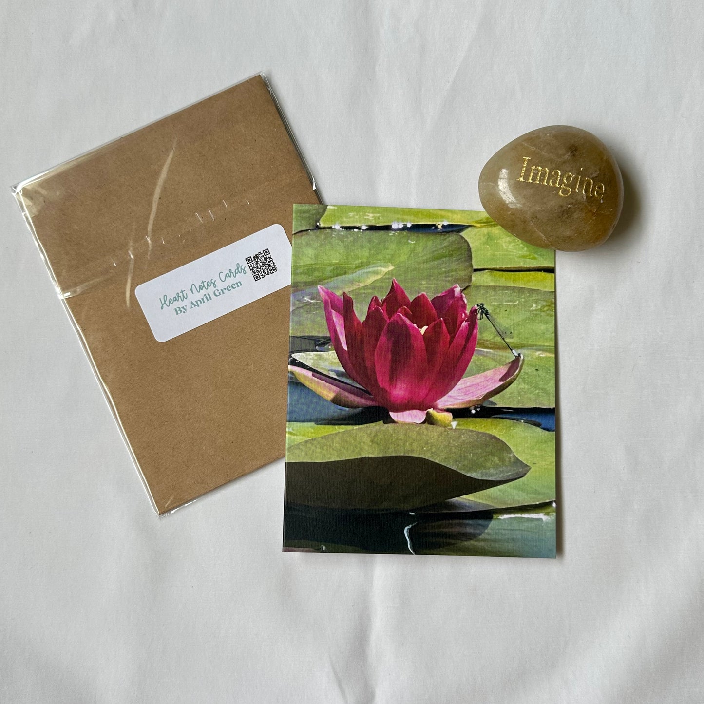 Dragonfly on Water Lily Original Photography Single Nature Greeting Card with Kraft Envelope