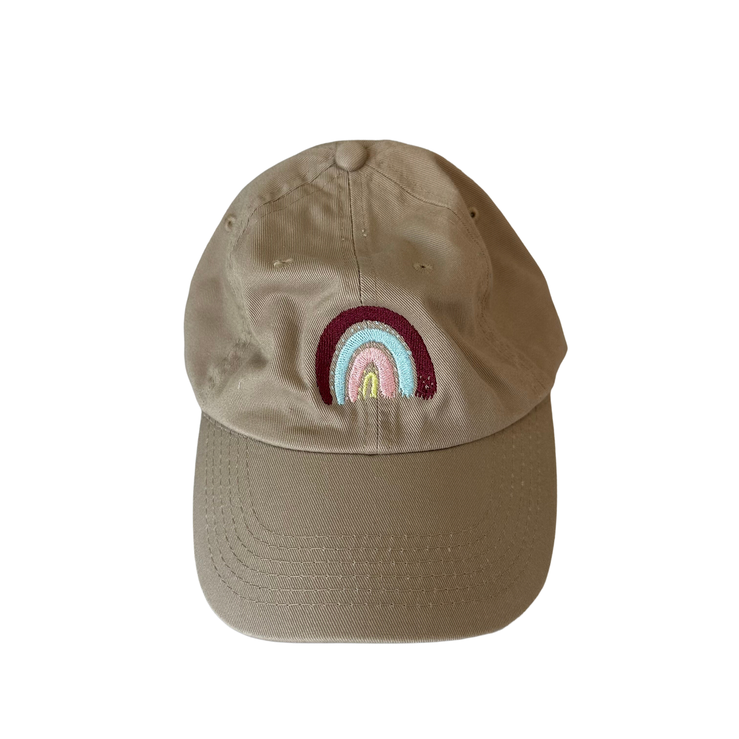 Classic Khaki Rainbow Embroidered Dad Cap Hat
