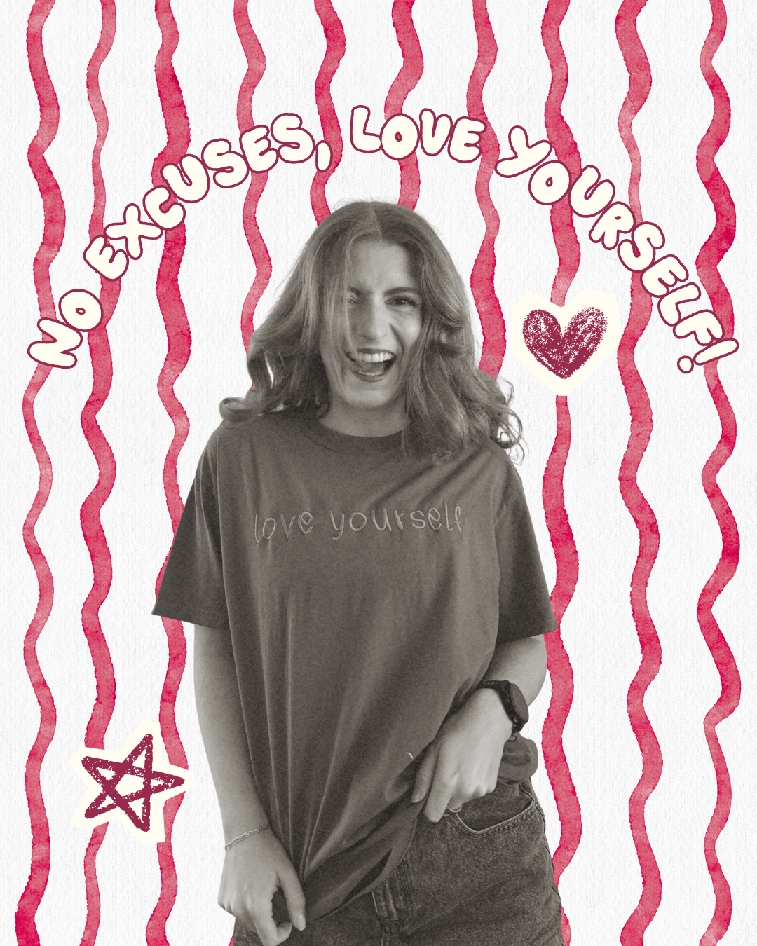Cranberry Rose Red Pink Embroidered Love Yourself T-shirt