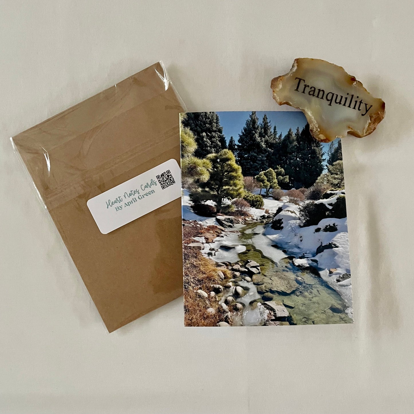 Snowy Stream of Reflection Original Photography Greeting Card with Kraft Envelope