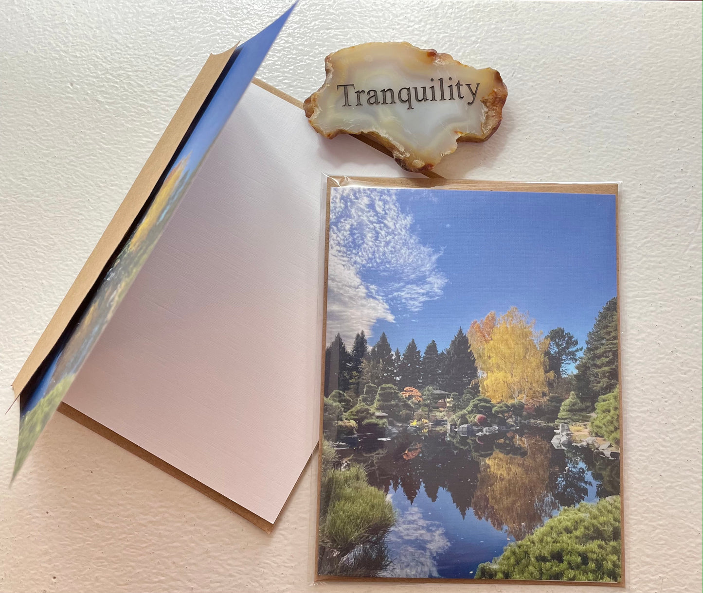 Reflections Japanese Gardens Original Nature Photography Single Greeting Card with Kraft Envelope