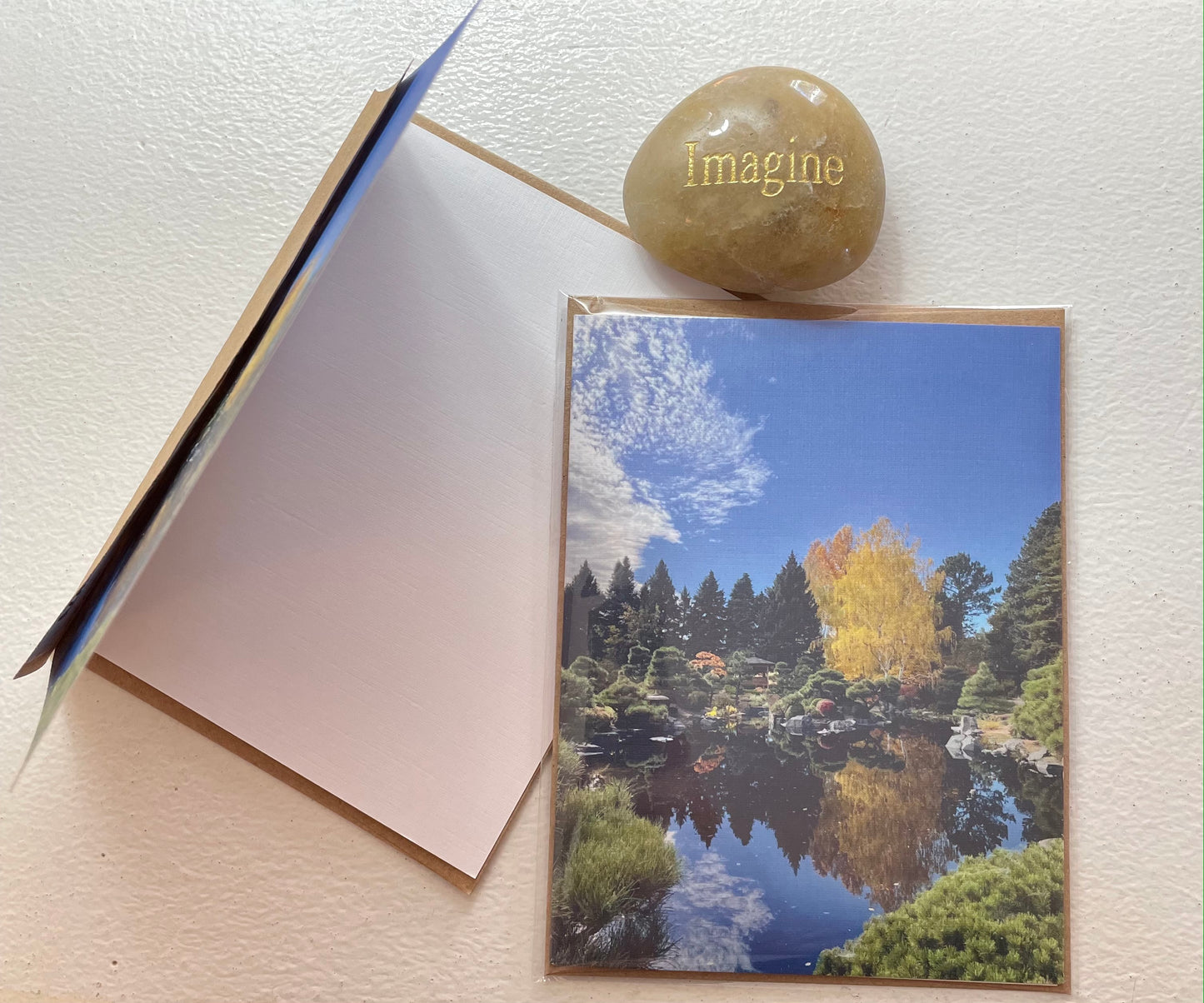Reflections Japanese Gardens Original Nature Photography Single Greeting Card with Kraft Envelope