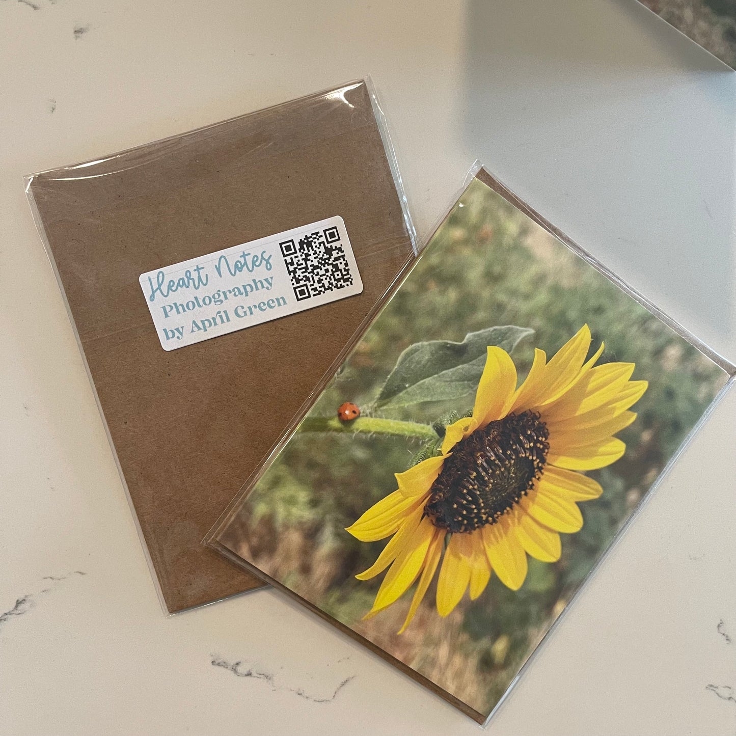 Sunflower Lucky Ladybug Greeting Card With Kraft Envelope