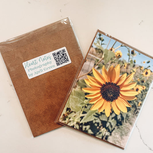 Sunflower Field Greeting Card With Kraft Envelope