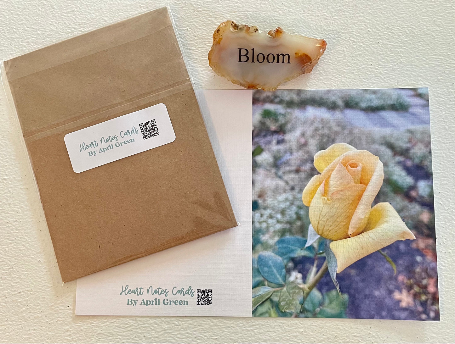 Vintage Winter Yellow Rose Original Photography Greeting Card with Kraft Envelope