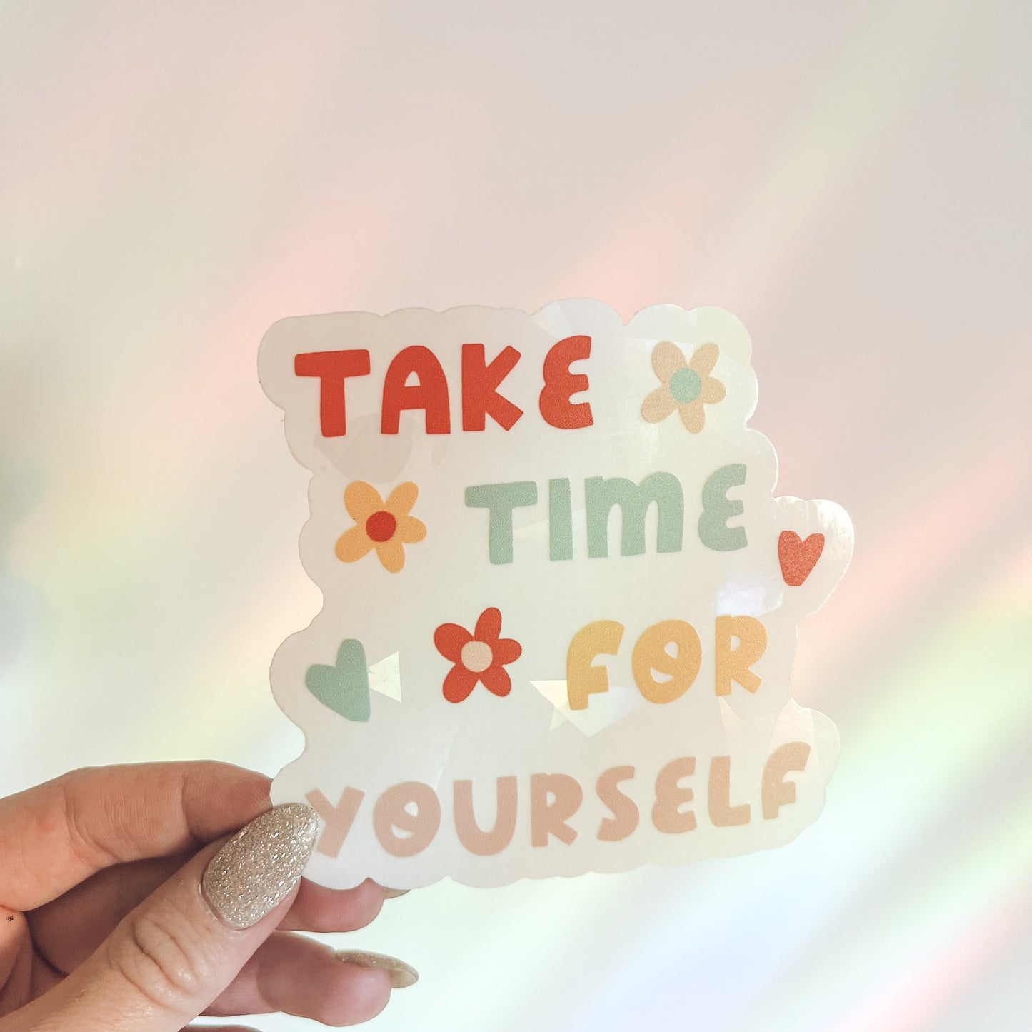 Take Time for Yourself Sun Catcher Rainbow Window Decals