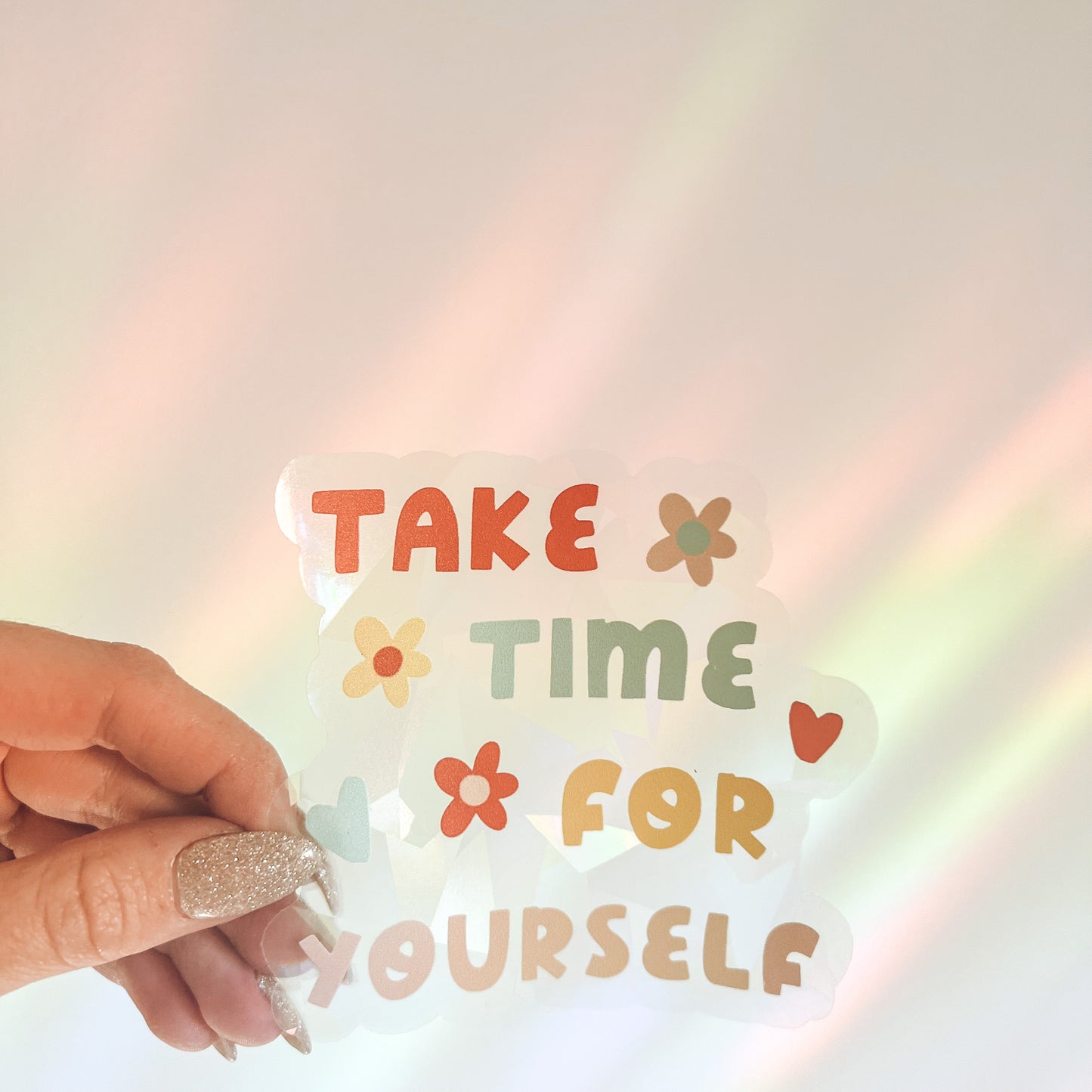 Take Time for Yourself Sun Catcher Rainbow Window Decals