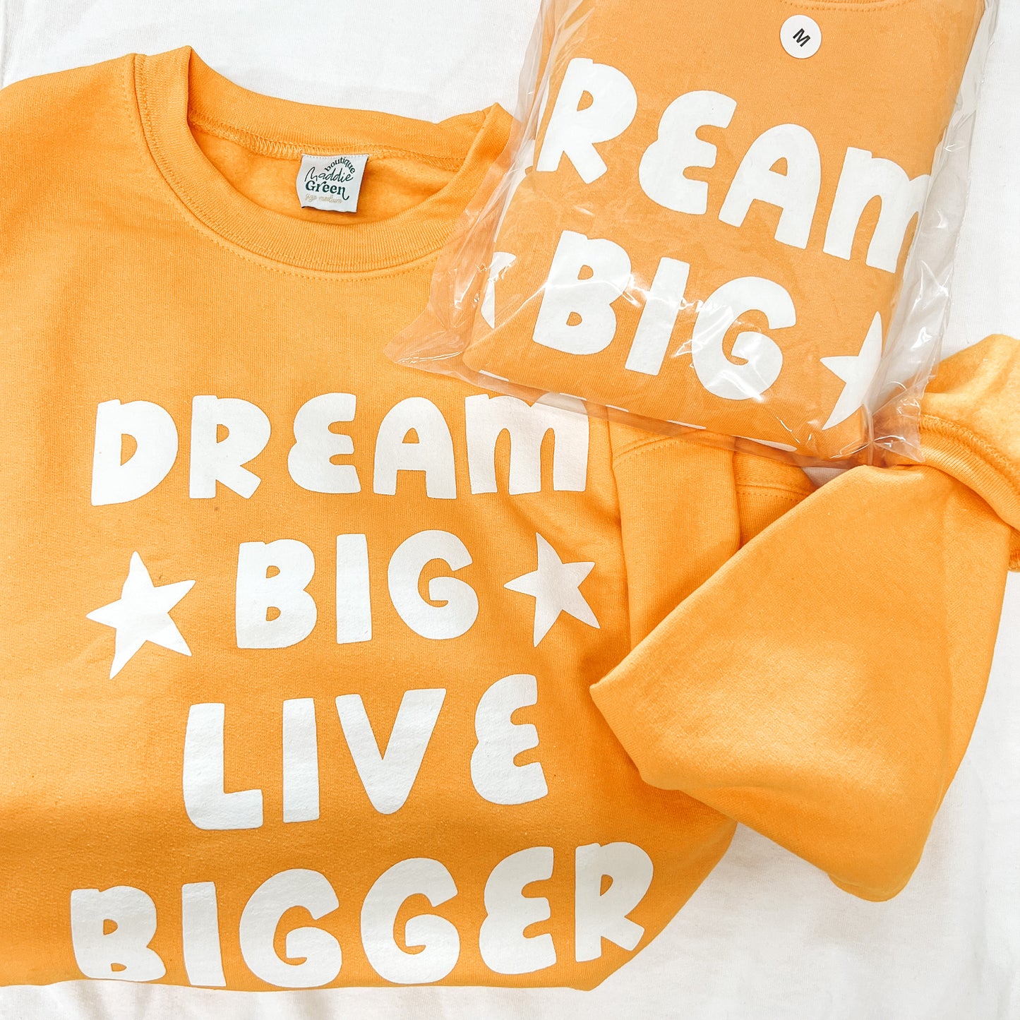 Retro Orange Dream Big Live Bigger Crewneck Sweatshirt